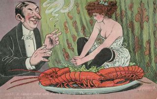 Lobster Salad W/ French Dressing Comic Antique Postcard