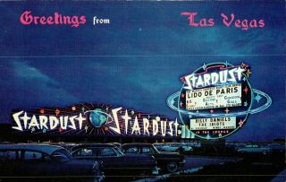 Vintage Neon Stardust Hotel & Casino Street Postcard Las Vegas Street View Nv