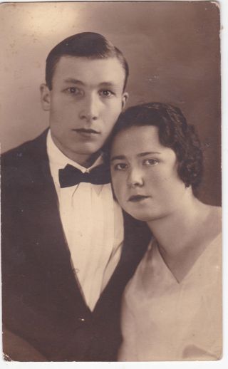 1929 Couple Handsome Young Man Pretty Woman Old Russian Antique Photo