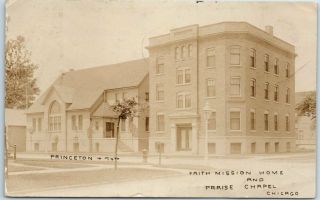1908 Chicago Il Rppc Postcard Faith Mission Home & Praise Chapel Schumann Photo