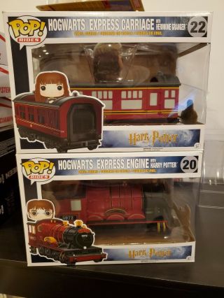 Funko Pop Rides Hogwarts Express With Harry Potter & Hermione.  Nm.  In Protectors