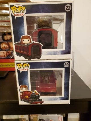 FUNKO POP RIDES HOGWARTS EXPRESS WITH HARRY POTTER & HERMIONE.  NM.  IN PROTECTORS 4