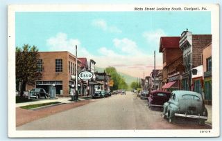 Main Street St Coalport Pennsylvania Pa Esso Gas Station Vintage Postcard D01