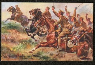 Ww1 Harry Payne Tucks 8890 Postcard 6th Dragoon Guards A Charge Up Hill Soldiers