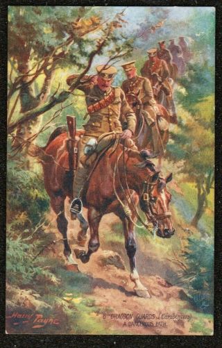Ww1 Harry Payne Tucks 8890 Postcard 6th Dragoon Guards A Dangerous Path Soldiers