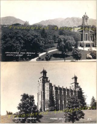 1930s Logan Utah Mormon Temple &tabernacle Building Grounds Real Photo Postcards
