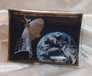 Mid Century Glass Coin Tray Nasa Goddard Space Flight Center Satellite Glass
