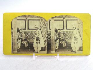Vtg Stereoview Stereoscope Card 467 Black & White Picture Of Lady Giving Key