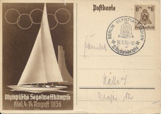 1936 Olympics,  Official Postcard,  Sailing Competition,  Kiel,  Nazi Germany