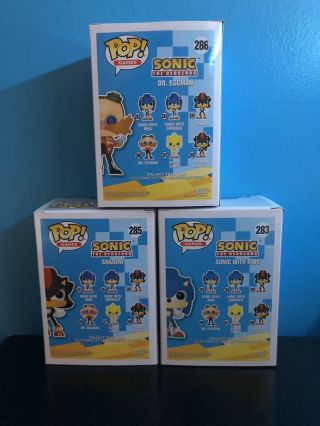 Funko Pop Sonic The Hedgehog Set Of 3 SONIC WITH RING DR.  EGGMAN AND SHADOW 3