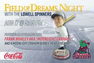 Moonlight Graham Lowell Spinners Sga Bobblehead 8/17/19 1 Of Only 1000