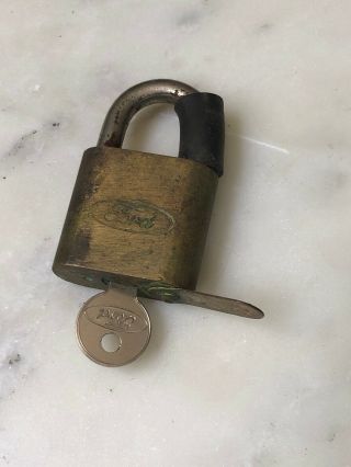 Vintage Ford Brass Lock With Key