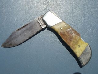 Vintage Parker Edwards 480 Damascus Lock Blade Pocket Knife Made In U.  S.  A.