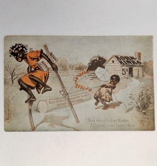 Antique Black Americana Souvenir Postcard Korn Kinks Cereal Kornelia Darky Card