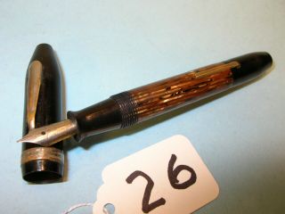 26.  Vintage Unbranded Fountain Pen.  Black/striated Browns