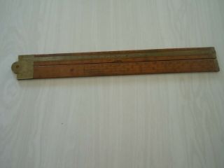 Rare Antique 24 " Brass And Boxwood Folding Ruler