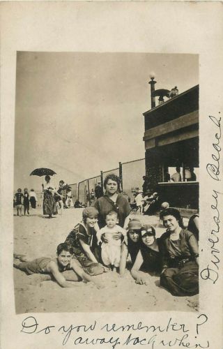 Rppc Women And Family Diversey Beach Chicago Il Illinois Postcard 1910s