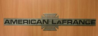Vintage American Lafrance Fire Truck Metal Emblem,  23 /3/8 ",  Fire Fighter,  Sign