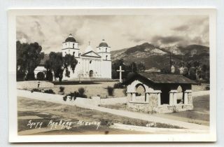 Vintage Wathey ? Rppc Santa Barbara Mission Ca Real Photo Postcard