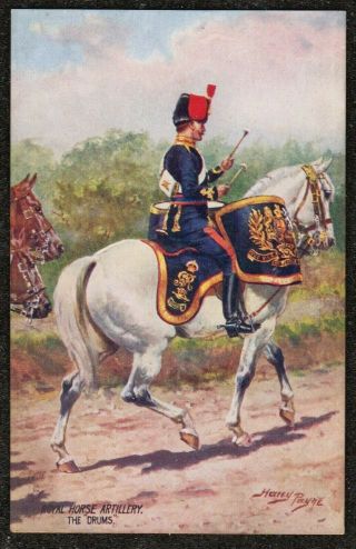 Ww1 Harry Payne Tucks 8763 Postcard Royal Horse Artillery The Drums Soldier Army