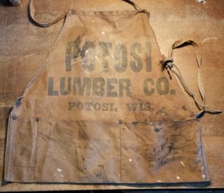 Vintage Potosi Lumber Company Nail Hardware Canvas Apron Wisconsin Wi Co