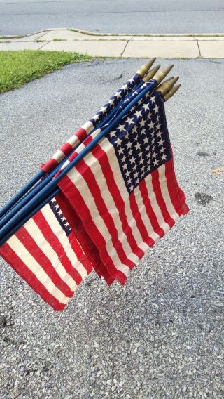 12 Vintage 32 " Long 48 Star American Parade Hand Held Flag Flags