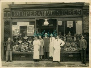 Real Photo - Co - Operative Stores - Shop Front With Staff C.  1930 