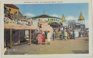 C1920s Entrance To Pier At Old Orchard Beach Maine Me Postcard View