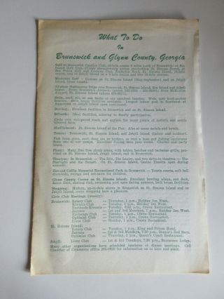 Brunswick Glynn County Georgia St.  Simons Sea Island Vintage Brochure