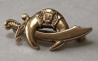 Vintage 14k Solid Gold Shriners Lapel Pin - Fine Masonic Fraternal Jewelry