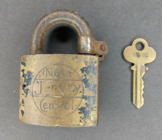 Vintage Brass Lock And Key (cnj,  Crrnj,  Jersey Central)