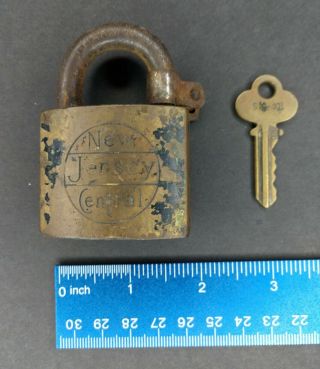 Vintage Brass Lock and Key (CNJ,  CRRNJ,  Jersey Central) 2