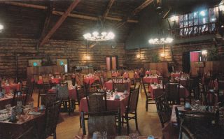 Old Faithful Inn Dinning Room Yellowstone National Park Wyoming Postcard 1960 