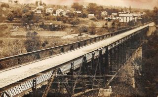 Rppc Lisbon,  Ohio Steel Bridge Ca 1910s Bf Rollins Photo Vintage Postcard