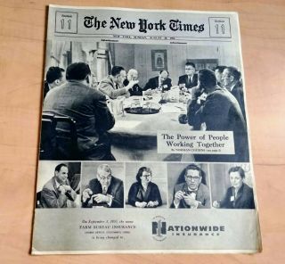 1955 Farm Bureau Name Change To Nationwide Insurance - Print Ad - York Times