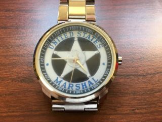 United States US MARSHAL Silver Badge Insignia Men’s WRISTWATCH 2