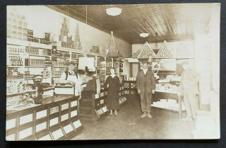 People In A General Store - Pre - 1915 Old Real Photo Postcard Rppc (ej)