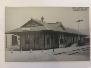 Mabank Texas Tno Rr Station Railroad Depot B&w Real Photo Postcard Rppc