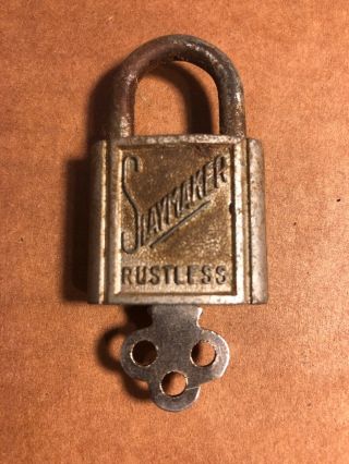 Vintage Slaymaster Rustless Padlock With Key,  Made In U.  S.  A.
