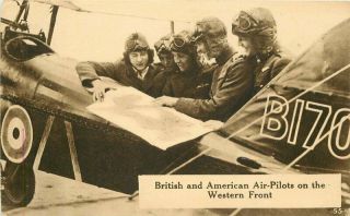 Aviation Propaganda C - 1918 Ww1 Military Postcard British American 4641