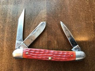 Vintage Case XX 63087 Red Bone Stockman Rare Old Folding Knives 1965 - 69 6