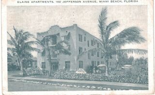 Miami Beach Elaine Apartments 1502 Jefferson Avenue 1940 Fl