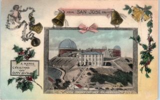San Jose,  Ca California Lick Observatory Handcolored View/greeting Postcard