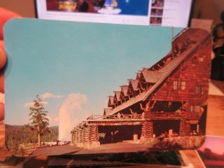 Vintage Old Postcard Wyoming Yellowstone National Park Faithful Inn Geyser Drive
