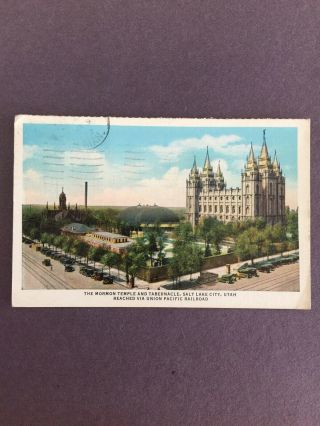 1940 Postcard Mormon Temple & Tabernacle,  Salt Lake City,  Utah