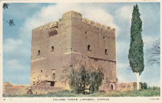 Cyprus Postcard Kolossi Tower Limassol No 49 Mourettos C 1952
