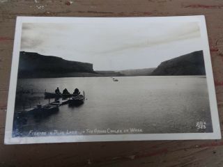 Postcard Rppc Fishing In Blue Lake In The Grand Coulee Of Washington Coulee City