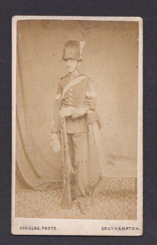 Cdv Photo Of Military,  Soldier With His Rifle In Uniform Southampton