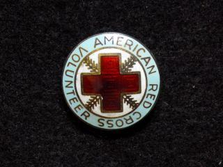 Wwii Era American Red Cross Enamel Canteen Volunteer Badge Sterling Silver