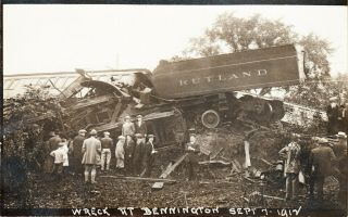 Bennington,  Vt Rppc Rutland Railroad Train Wreck At Hick 